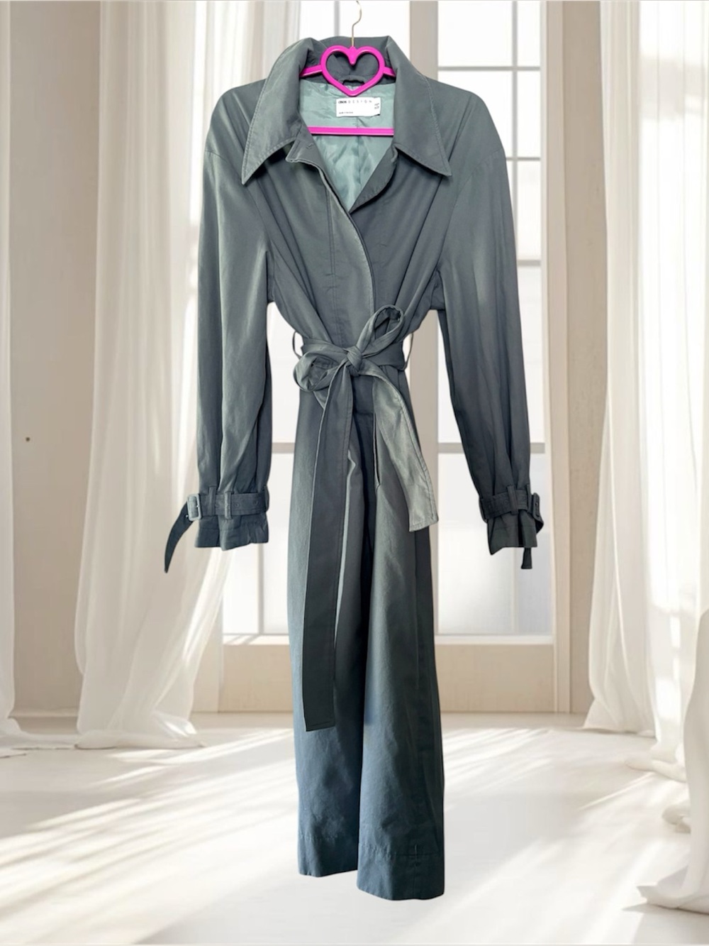 ASOS Blue Cotton Oversized Trench Coat Jacket Size US 8